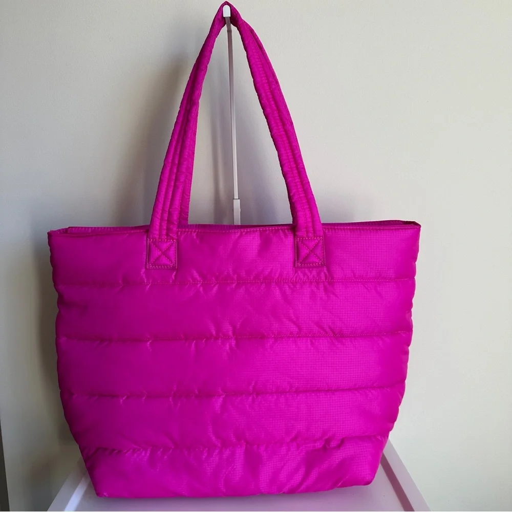 UGG Krystal Puffer Tote Bag Channel Quilted Pink Rock Rose - Picture 3 of 17